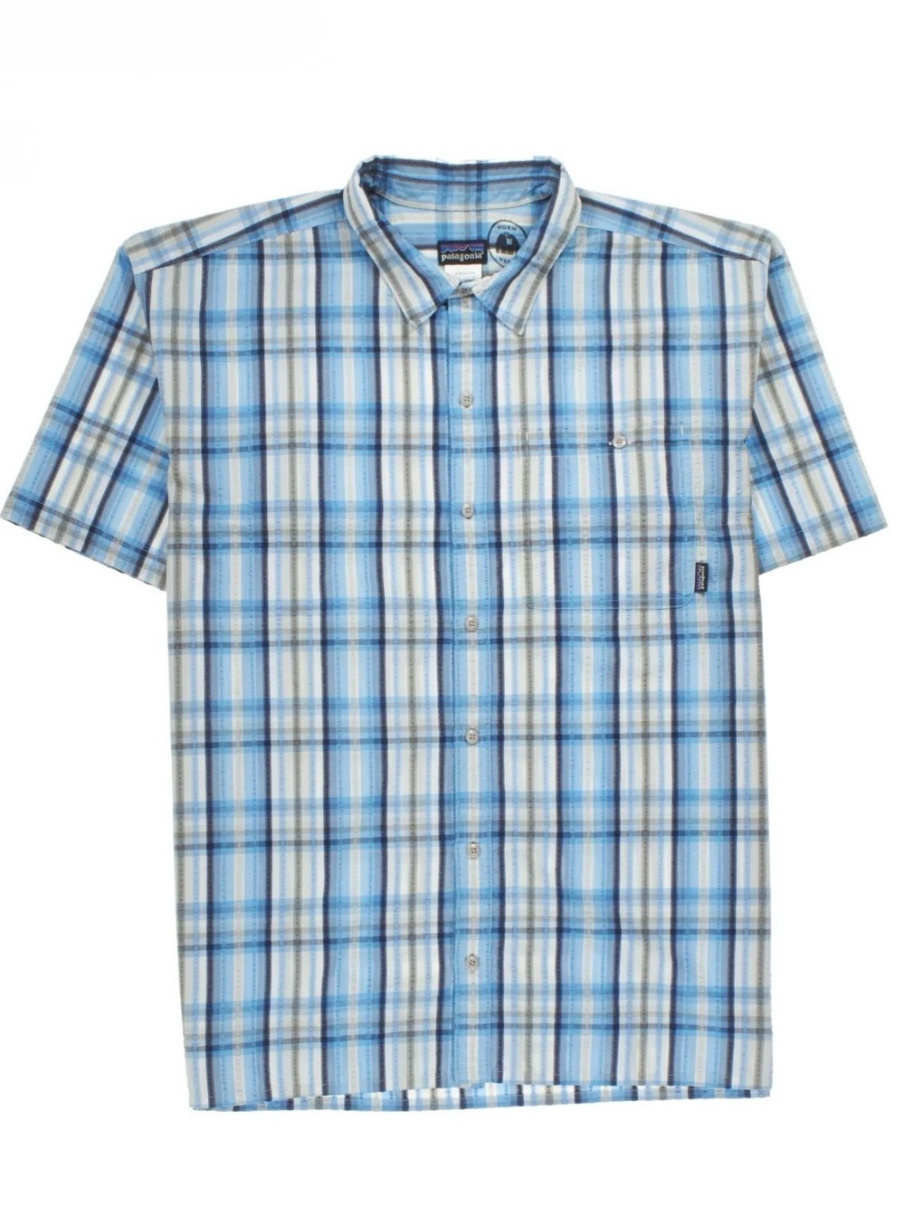 Patagonia Men's Short-Sleeved Puckerware Shirt Button Down Plaid Small